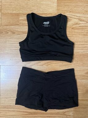 Avia Black Kids Active Crop Top and Shorts Set